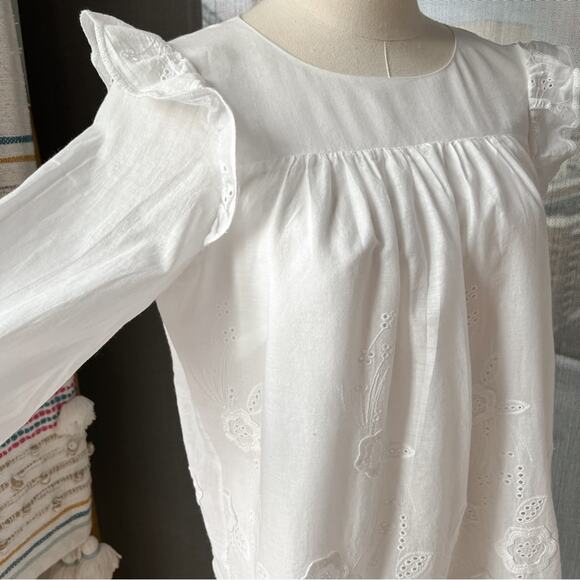 Sail To Sable White Embroidered Long Sleeves Pullover Blouse Women’s Size Medium - Picture 2 of 9